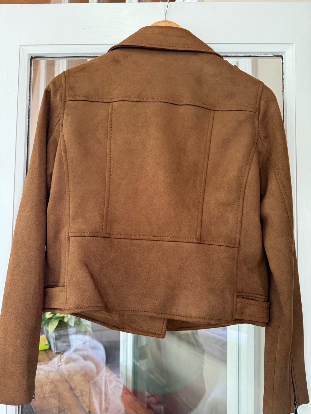 LOFT NWT Camel Brown Faux Suede Motorcycle Jacket. XS, but runs big. Smoke Free! - Picture 6 of 7